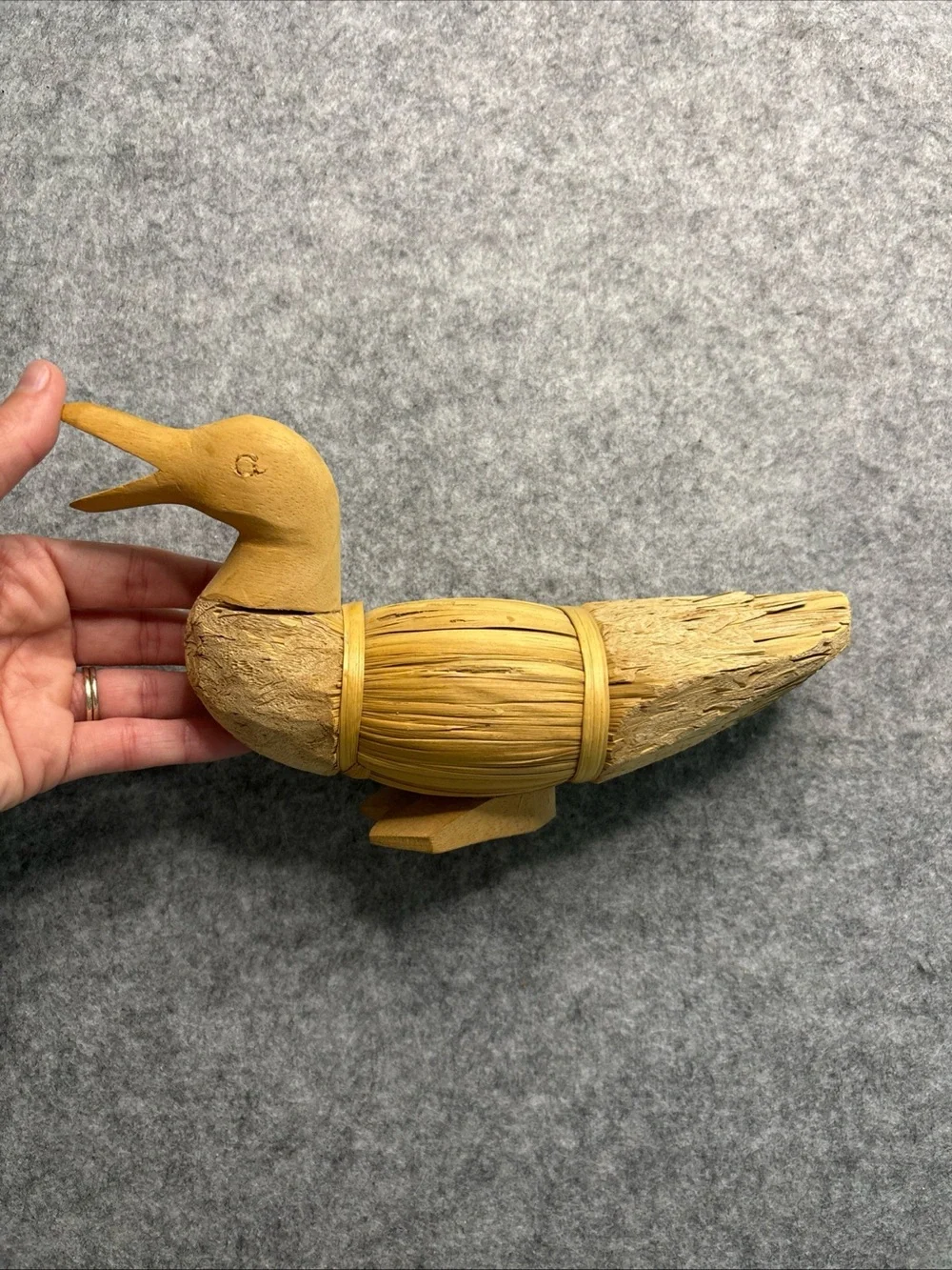 Handcrafted Wooden Duck Figurine - Natural Wood Color